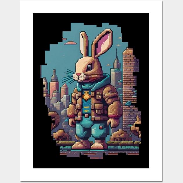 LoFi HopHop Rabbit Pixel Art Wall Art by Sugarori